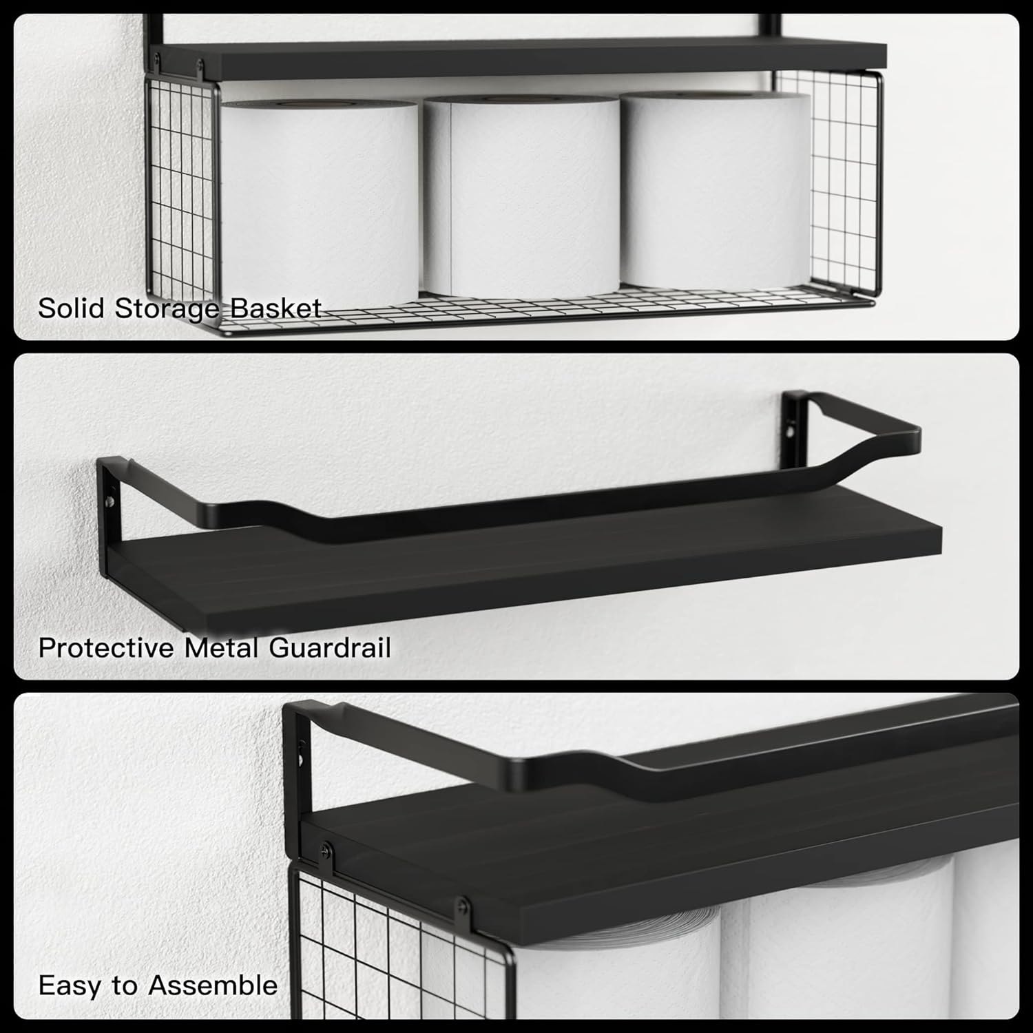 Floating Shelves with Wire Storage Basket, Bathroom Shelves, Wall Shelves Floating Shelves with Wire Storage Basket, Bathroom Shelves, Wall Shelves